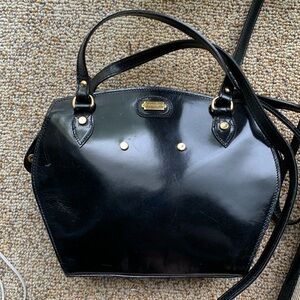 RARE Oroton Italy Vintage Black cowhide Leather Expandable Structured bag purse